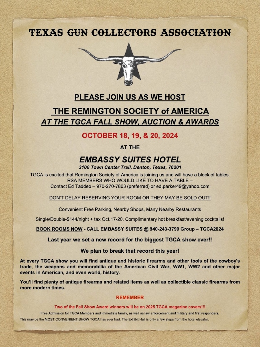 Texas Gun Collectors Association 2023 Fall Show Auction and